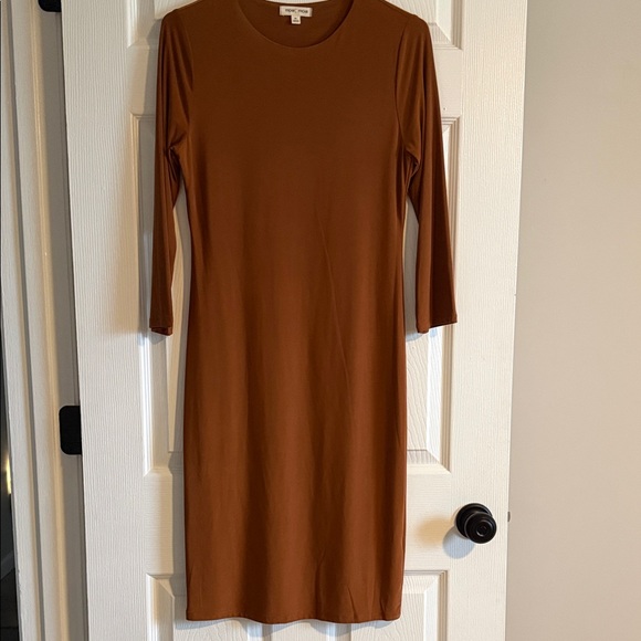 Moa Moa Dresses & Skirts - Rust Brown Long Sleeve Midi Dress